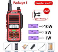 Baofeng-Talkie Walperforé étanche,haute puissance,jambon CB,radio,mise à niveau de UV9R UV5R Pro UV16 UV82 MAX,portée de 50km,UV68 Pro Max V2,2023 - Type V2 Red 1-Usb plug
