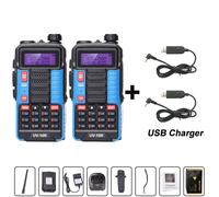 Baofeng UV 10R Professional Walperforated Talkies Haute Puissance touristes Bande 2 voies CB Ham Radio hf Transcsec VHF UHF BF UV-10R - Type DBlue-Add USB Charge-EURO
