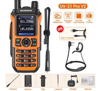 Baofeng UV-21 PRO V2 talkie-walkie longue portée sans fil copie fréquence type-c chargeur Tri bande puissant étanche Radio bidirectionnelle - Type OR Add H-48CM-EURO