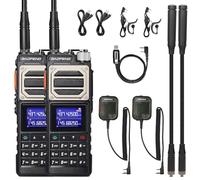 BAOFENG UV-25 Radios Portables Tri-Power, Longue portée, 10W, récepteur multibande UHF/VHF/FM, Batterie 5200 mAh, antenne Tactique col de Cygne, Haut-Parleur, câble de Programmation, Lot de 2
