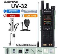 Baofeng UV-32 GPS talkie-walkie 10W programmation Bluetooth multi-bande sans fil fréquence de copie type-c Radio amateur mise à jour UV-25M 152 - Type Tri-771B-H-Mic-Pro-EURO