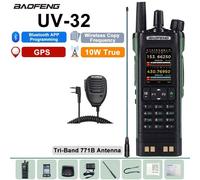 Baofeng UV-32 GPS talkie-walkie 10W programmation Bluetooth multi-bande sans fil fréquence de copie type-c Radio amateur mise à jour UV-25M 152 - Type Tri-771B-Mic-EURO