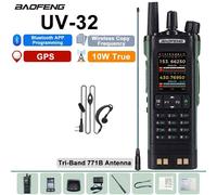 Baofeng UV-32 GPS talkie-walkie 10W programmation Bluetooth multi-bande sans fil fréquence de copie type-c Radio amateur mise à jour UV-25M 152 - Type Tri-771B-Headset-EURO