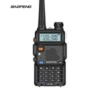 Baofeng UV-5R Talkie-walkie FM radio VHF/UHF avec double bande, affichage, veille et horloge intégrée (Casque ajouté, Noir)