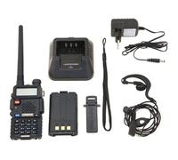 Baofeng UV-5R Talkie-walkie FM radio VHF/UHF avec double bande, affichage, veille et horloge intégrée (Casque ajouté, Noir)