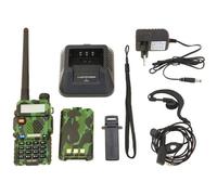 Baofeng UV-5R Talkie-walkie FM radio VHF/UHF avec double bande, affichage, veille et horloge intégrée (Casque ajouté, Camouflage)