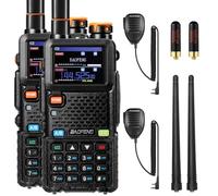 BAOFENG UV-5RM Plus GPS Radio Amateur Portable 10W, Talkie-walkie Double Bande Longue portée, récepteur VHF UHF Airband, Batterie 2500mAh, Port USB-C, 640 canaux, Microphones Haut-parleurs (Lot de 2)
