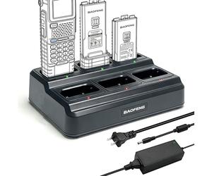 BAOFENG UV5RM Chargeur six voies pour AR-5RM/UV5RH Station de charge rapide multi-unités avec protection contre les surcharges et lumières LED Économie d'espace Talkie-Walkie et station de chargement