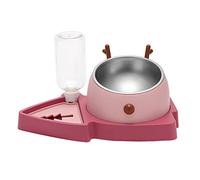 BaoFufc Distributeur automatique pour chien - Fontaine à eau inclinée en acier inoxydable - Avec alimentation lente - Rose/vert/bleu