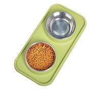BaoFufc for Creative Double gamelle anti-fuite en acier inoxydable avec fond antidérapant automatique pour animaux de compagnie Voix de nourriture humide Vert