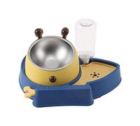 BaoFufc Gamelle 3 en 1 pour animaux de compagnie, distributeur d'eau automatique, inclinée, surélevée en acier inoxydable, arrosage amovible, gamelle lente pour petites et grandes races, bleu