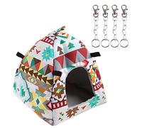 BaoFufc Golden Bear House Lit chaud avec imprimé coloré de petits animaux, jouet pour hamster nain, écureuil, mini gerbilles, petits animaux, lit de hamster, maison chaude pour l'hiver