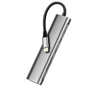 BaoFufc Hub 6 en 1 en alliage d'aluminium de type C avec transfert de données USB 3.0 de type C et charge PD 60 W, parfait pour le bureau de type C Hub