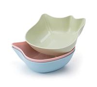 BaoFufc Lot de 3 gamelles pour chat avec fond antidérapant - Gamelles à eau peu profonde - 13 x 12 x 4,1 cm - En polypropylène sûr - Pour chat d'intérieur - Rose