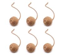 BaoFufc Lot de 6 jouets en sisal pour jeux d'intérieur - Soulage la pression molaire - Jouet à mâcher - Balle molaire colorée pour chat - Boule de dentition - Jaune - 5,5 cm