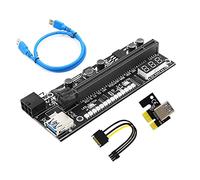 BaoFufc PCIE Carte d'extension graphique 1x vers 16x avec capteur de température et LED colorée 3528 pour GPU Mining, adaptateur Pci-e, carte Pci-e 6 broches