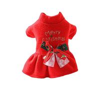 BaoFufc Robe chaude pour chiens avec nœud - Jupe d'hiver et d'automne - Jupe de mariage pour petits chiens - Jupe harnais pour chiens de petite taille - Robe pour chiens et filles - Joyeux Noël
