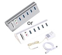 BaoFufc Station d'accueil multifonction USB 3.0 à 5 ports - Répartiteur USB / lecteur de carte - Hub microphone - Adaptateur en aluminium - Station d'accueil USB 3.0