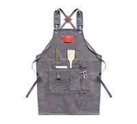 BaoFufc Tabliers de chef en toile pour homme et femme avec grandes poches et sangles réglables - Tabliers de chef professionnels longs