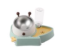 BaoFufc Vaisselle 3 en 1 pour animal domestique - Distributeur d'eau automatique incliné - En acier inoxydable - Amovible - Pour petites et grandes races - Vert clair