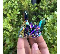 BAOFUYA Amas de Cristaux Arc-en-ciel, Décoration de Géode en Pierre Naturelle, Aide à la Guérison Spirituelle et à la Méditation pour la Décoration de la Maison (1 grand 2 petits ensembles)