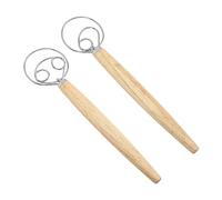 BAOFUYA Basker à Pain avec Grattoir, Acier Inoxydable et Bois, pour Pétrir la Pâte et la Cuisson à la Maison (1 œil et 2 yeux fouet et un grattoir)