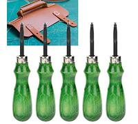 BAOFUYA Centrave à Bord Artisanal en Cuir Essentiel avec 5 Types D'outils de Biseau, pour Diverses épaisses en Cuir, Poignée de Poignée Confortable, Couleur Verte (1.4MM)