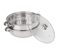 BAOFUYA Cuiseur Vapeur en Acier Inoxydable, 27 Cm, Double Bain-marie pour une Cuisson Préservant les Nutriments, Couvercle en Verre, Idéal pour les Repas de Famille et la Cuisson des Légumes à la