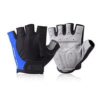 BAOFUYA de Conduite sans Doigts Respirants et Absorbant Les Chocs, en Fibre de Polyuréthane, Design Demi-Doigt, Poignée Souple pour Le Cyclisme, la Gym, l'haltérophilie, Hommes et Femmes (Blue)
