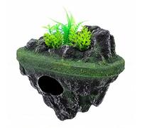BAOFUYA Décoration d'Aquarium Flottante Cachée pour Aquarium, Ornement de Grotte de Cachette de Réservoir de Poissons de Roche Suspendue Artificielle en PVC pour Les Décorations d'Aquarium de (Île