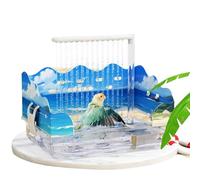 BAOFUYA Douche Automatique pour Bain d'oiseaux, Fontaine à Perroquets, Douche Alimentée par USB pour Les Calopsittes Grises Africaines, Les Tourtereaux (Baignoire du Monde océanique)