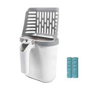 BAOFUYA Ensemble Pelle à Litière et Boîte pour Chat, Conception 2 en 1, Tamis Rapide et Nettoyage Facile, Pelle à Litière pour Chat avec Poubelle pour (avec déflecteur et 8 rouleaux de sacs poubelles)