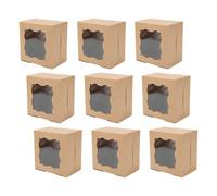 BAOFUYA Fraises Enrobées de Chocolat Cupcake Candy 30 Pièces Boîtes à Biscuits avec Fenêtre 3,9x3,9x2,6 Pouces, Petits Récipients de Friandises Marron, pour Mini Gâteau Cupcake Pâtisserie Beignet Nan