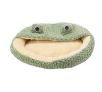 BAOFUYA Grotte Ronde pour Chat avec Housse à Capuche, Figurine de Grenouille en Peluche, Lit Moelleux et Confortable pour Animaux de Compagnie de Petite et Moyenne Taille à (Vert 50 cm / 19,7 Pouces