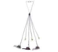 BAOFUYA Jouet Automatique pour Chat avec Corde élastique Réglable pour Chats Qui Jouent Seuls avec des Souris Suspendues - Idéal pour le Divertissement et L'exercice - Peluche Grise 1 Jouet (écureuil)