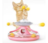 BAOFUYA Jouet de pylône de Boule de Chat, Bâton de Taquin Inclus Entonnoir Transparent Distributeur de Friandises Interactif Jouet de Puzzle de Piste de Chat avec des Boules Jaunes