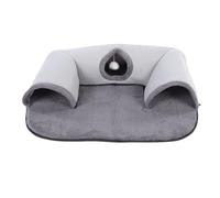 BAOFUYA Lit Tunnel pour Chat, Lit en Beignet Doux Amovible en Forme de U avec Jouet Boule Suspendue pour Petit Chaton Jouant à L'intérieur (S)