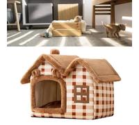 BAOFUYA Maison pour Chat, Lit Grotte pour Chat en Peluche avec Coton PP et Peluche, Abri Chaud fermé, Coussin Amovible, Conception Portable pour Une Utilisation en Intérieur, à la Maison et en (M)