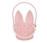 BAOFUYA Panier tissé de Pâques en Lapin, Panier à œufs de Pâques Mignon avec Poignée Pendentif en Perles pour Décoration de Mariage, D'anniversaire, de Saint-valentin