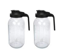 BAOFUYA Pichets en Verre avec Couvercle, Pichet de Réfrigérateur étanche, Pichet à thé glacé à Large Bouche pour Infusion Froide, café, Eau du Réfrigérateur, 2 Pièces (32 onces)