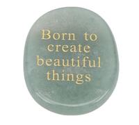 BAOFUYA Pierre de Pouce Gravée, Pierre de Guérison en Cristal Vert, de Poche Apaisante et Inspirante pour Encouragement, Pleine Conscience, Récupération de sobriété, Femmes, Amis