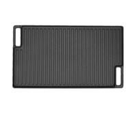 BAOFUYA Plaque de Cuisson Réversible en Fonte, Plaque Rectangulaire à Dessus Plat, Poêle de Cuisson Nervurée Double Face avec Poignées pour Petit-déjeuner Familial, Barbecue, Camp