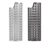 BAOFUYA Porte-Briquet en Métal 2 Pièces, Couvercle de Support de Manchon de Boîtier de Briquet à Motif Creux Vintage pour Fournitures Familiales de Barre de Voyage