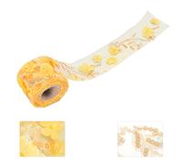 BAOFUYA Ruban de Tulle brodé de Sequins, Motif Floral brodé, pour (GOLD)