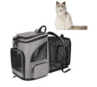 BAOFUYA Sac à Dos de Transport pour Animaux de Compagnie, Respirant, Pliable et Extensible, pour Chien et Chat, pour Voyage, Randonnée, Camping en Plein Air (Grey)