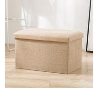 BAOFUYA Tabouret de Rangement Pliable en Tissu, Pouf Cube en Lin avec Siège rembourré en Mousse à Mémoire de Forme pour Repose-Pieds et Siège Supplémentaire 11,8 X 11,8 X, Pouces (Grande)