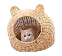 BAOFUYA Tissu Semi fermé à Chat Respirant pour la Maison des Animaux Chauds dans Les Intérieurs Fonctionnels pour Le Jeu et Le Matériau de Couchage: Plastique: Plastique (Beige)