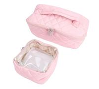 BAOFUYA Trousse de Maquillage Plate, Trousses à Cosmétiques, Plusieurs Compartiments, Petite Pochette Transparente pour Voyage d'affaires, Trousse de Maquillage Plate, à Cosmétiques Portable avec