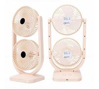 BAOFUYA Ventilateur à Double Tête, 3 Vitesses Réglables, Rechargeable par USB, 2 en 1, Petite Tour, Ventilateur de Bureau, Flux D'air Puissant pour Poste de Travail de Refroidisse (Kaki)