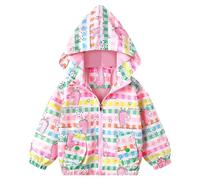 Baogaier Blouson Filles Enfant Veste Capuche Anti-solaire Manteau Manche Longue Manteaux Printemps Automne Mignon Coloré Licorne écossais Imprimé Légers Doux Respirant Doublure Zipper Outwear 4-5 Ans